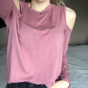Topshop cutout shoulder top, mauve